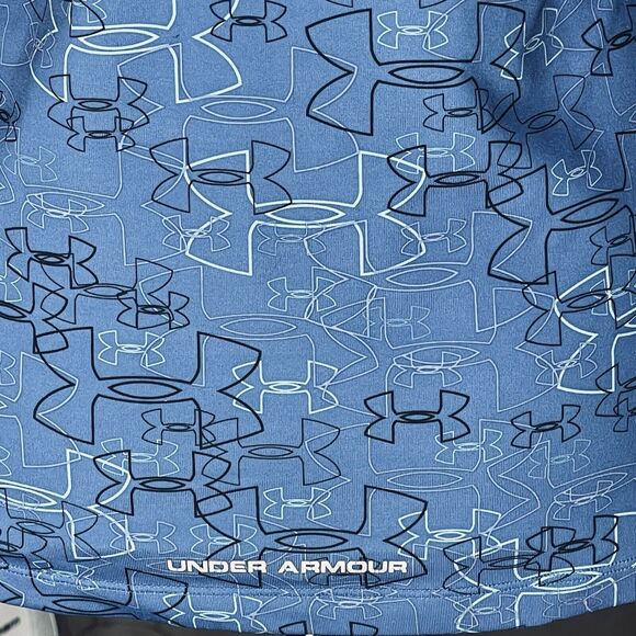 Under Armour Medium Athletic Top HeatGear Racerback Scoop Neck Fitness Blue Logo - Picture 7 of 9